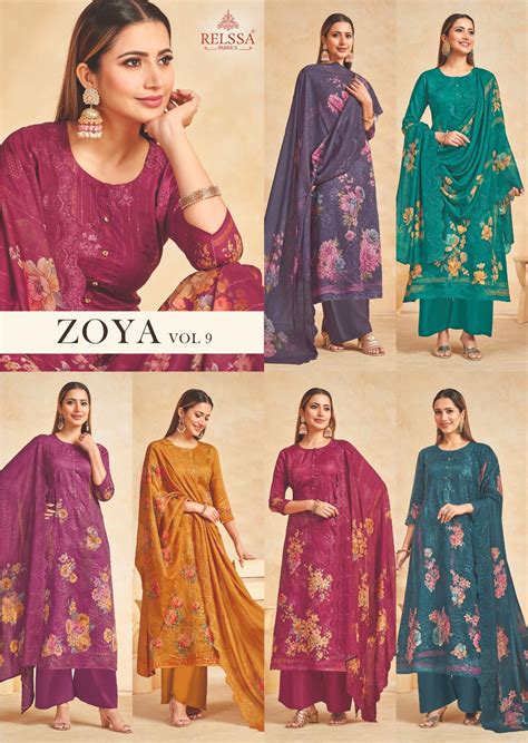 Zoya Vol 9 Relssa Fabrics Cotton Satin Plazzo Style Suits – Kavya Style ...