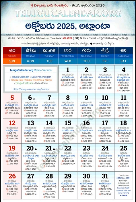 Atlanta Telugu Calendar 2025