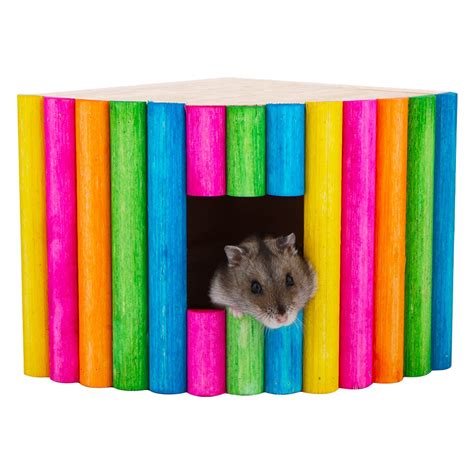 Hamster Wooden House Chewable Hideout Hut Resting Place (Size: 5.1 x 5. ...