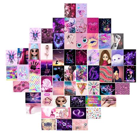 Buy Pink Aesthetic Wall Collage Kit, 60PCS Creative Photo Wall Collage ...