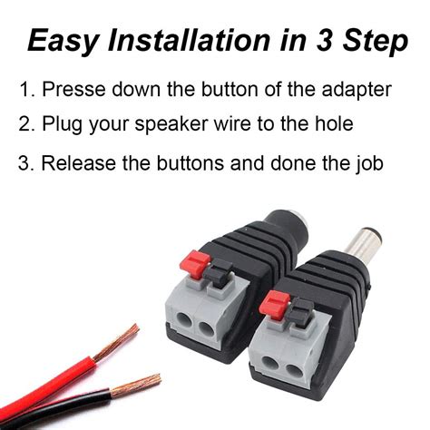 DC Power Connector Plug 10 Pairs Male and Female DC Connector 5.5mm x 2 ...