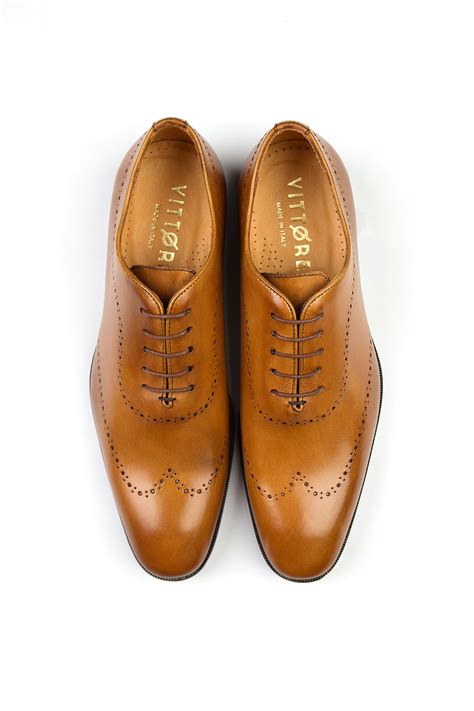 Tan Brogue Shoes: Mens Tan Brogue Oxford Leather Shoes – Vittore ...