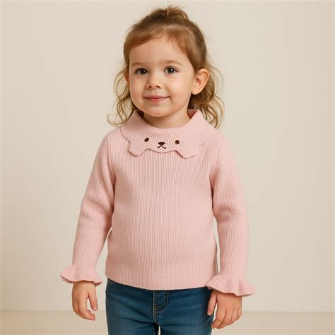 Smile Baby Girls’ Ribbed Collar Sweater (1–5 Yrs) – SMILE BABY