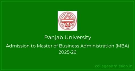 Panjab University: Admission to Master of Business Administration (MBA ...