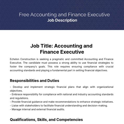 Free Accounting and Finance Executive Job Description Template to Edit Online