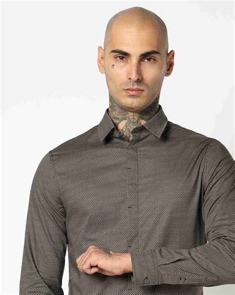 Men Blue Armani Classics Slim Fit Casual Shirts