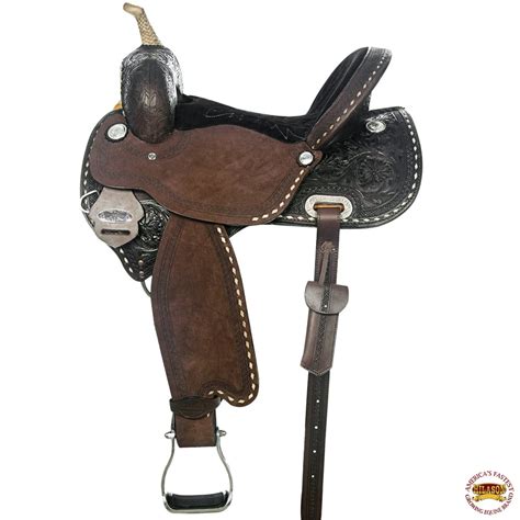 Buy 15 In Western Horse Saddle Leather Trail Barrel Hilason Dark Brown ...