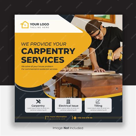 Carpentry services social media design | Premium Vector