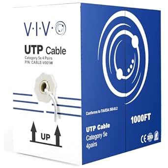VIVO White 1,000ft Bulk Cat5e, CCA Ethernet Cable, 24 AWG, UTP Pull Box ...