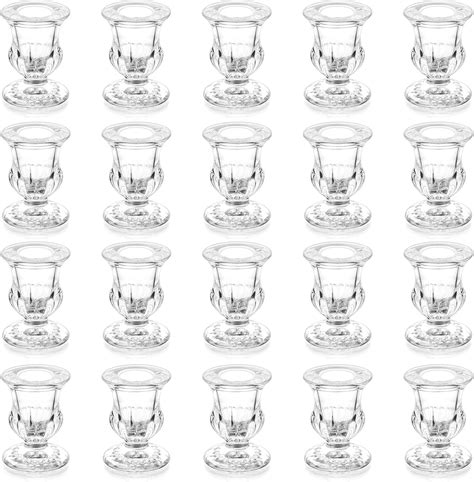 Amazon.com: 20 Pcs Glass Taper Candle Holders - Romadedi Clear Small ...