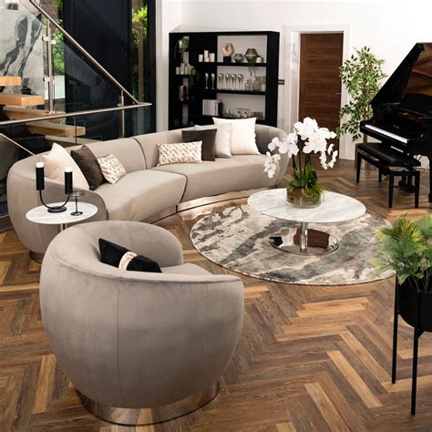 Equinox Six Seat Sofa – Dove Grey – Polished Chrome Base / My-Furniture