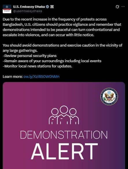US warns its citizens amid rising protests in Bangladesh: Practice ...