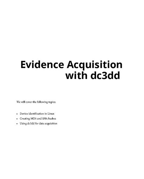 Evidence Acquisition & Forensic Imaging Techniques with dc3dd - Studocu