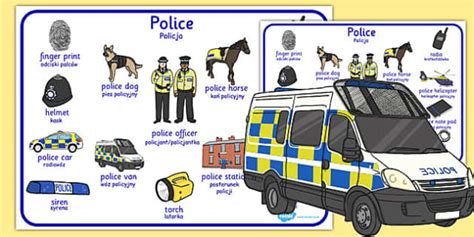 Police Word Mat Polish Translation (teacher made) - Twinkl