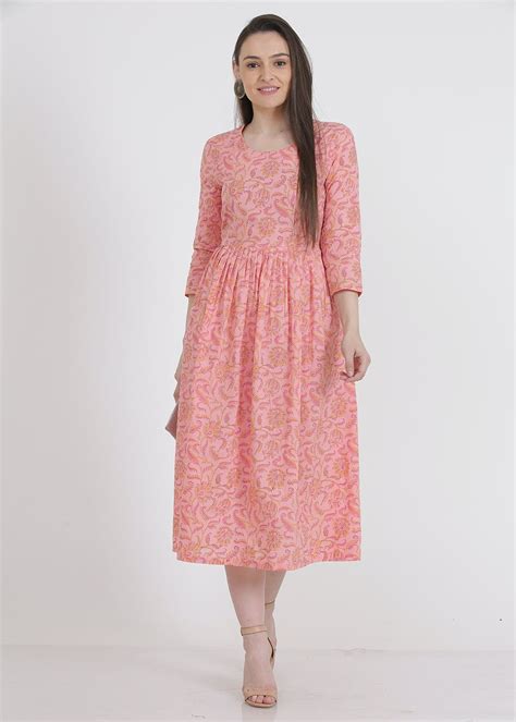 Get Pink Cotton Flared Dress at ₹ 1500 | LBB Shop