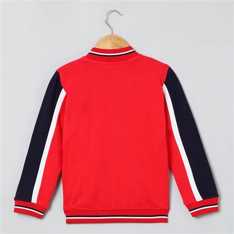 Unisex Red Cotton Bomber Jacket for Kids – Varsity Style – BYB PREMIUM