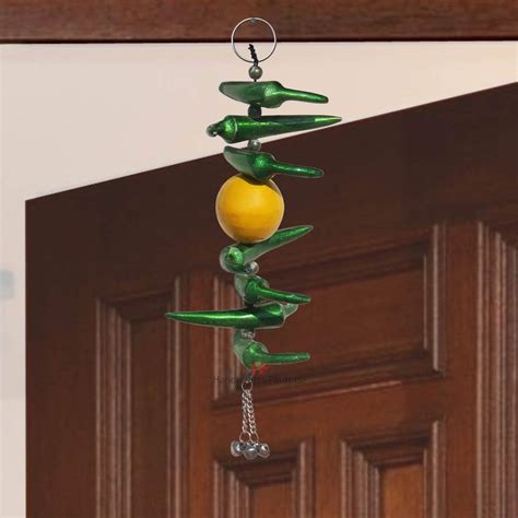 Handicrafts Paradise Neembu Green Mirch Aluminium Metal Door Hanging (7 ...