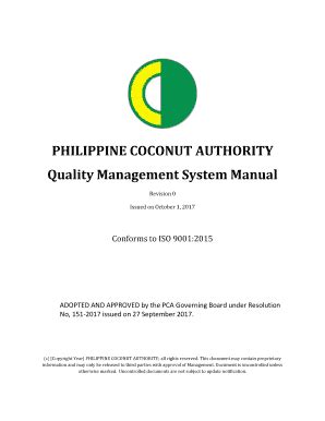 Fillable Online PCA Quality Management System Manual - Philippine ...
