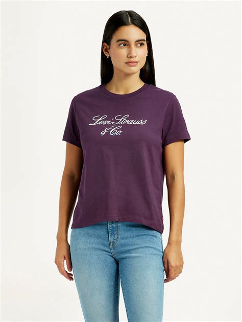 Women's Typography Purple Crew Neck T-shirt – Levis India Store