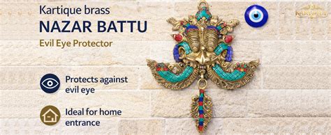 Kartique Brass Nazar Battu Door Knocker with Multicolor Stone Work