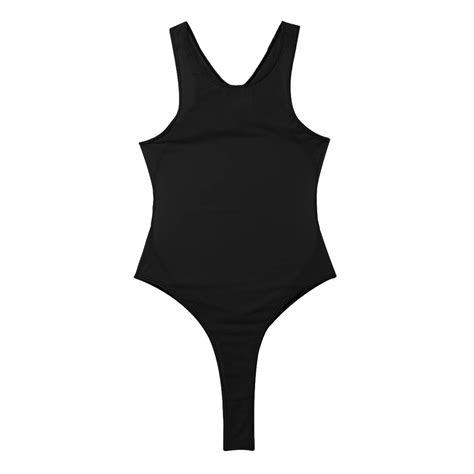 FEESHOW Women's Sexy Sheer See Through One Piece High Cut Bodysuit ...