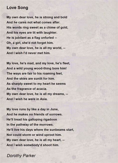 Love Song Poem by Dorothy Parker - Poem Hunter