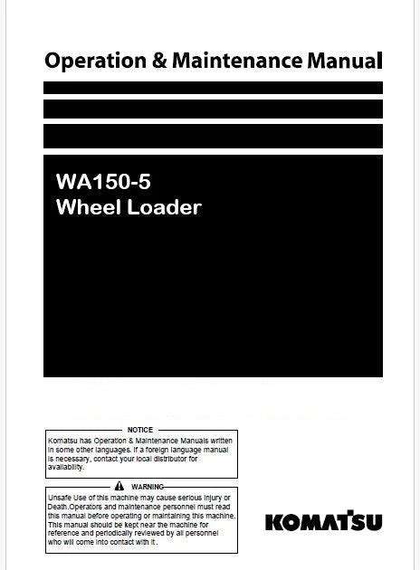 Komatsu WA150-5 Wheel Loader Pdf Operation and Maintenance Manual ...