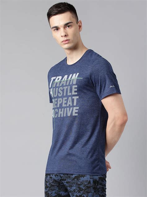 Alcis Men's Blue & Black Anti-Static Drytech+ Slim-Fit Training Tee