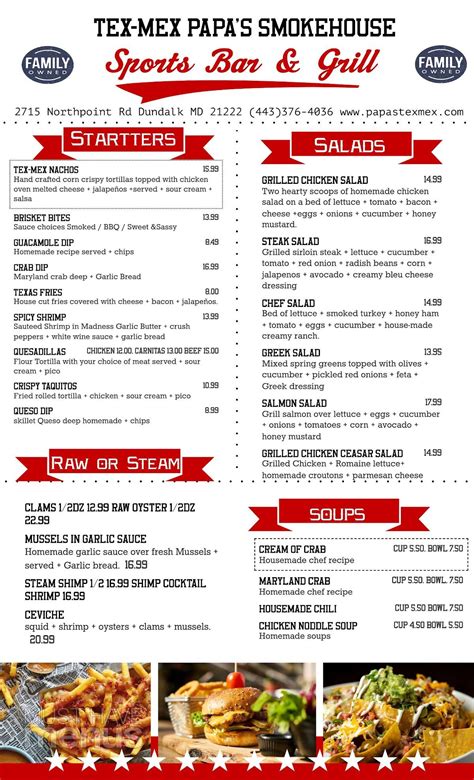 Menu at Papa's Tex-Mex Smokehouse pub & bar, Dundalk, North Point Rd