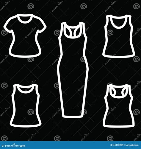 Set of T-shirts and Dress Icon Vector Stock Vector - Illustration of ...