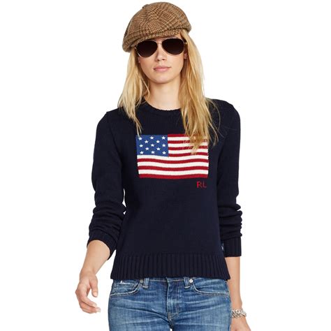 Polo Ralph Lauren Long Sleeve American Flag Sweater in Blue | Lyst