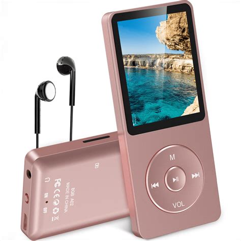 AGPTEK MP3 Player, 70 Hours Playback Lossless Sound Music Player, A02 8GB Rose Gold/Dark Blue ...