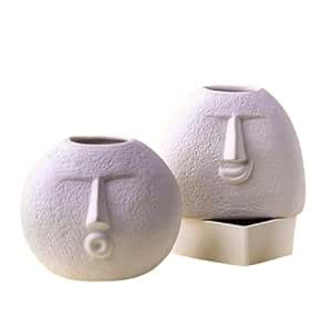 Buy Treasure Wave Ceramic Face Vase Combo 2 | Premium Flower Pots for ...