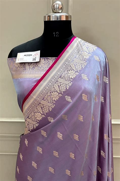 Lavender Aatari Buti Katan Silk Banarasi Saree – Mohsin Textiles