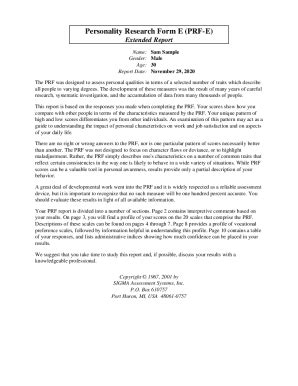Fillable Online Personality Research Form E (PRF-E) - Sigma Assessment ...