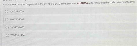 Solved: Which phone number do you call in the event of a LVAD emergency ...