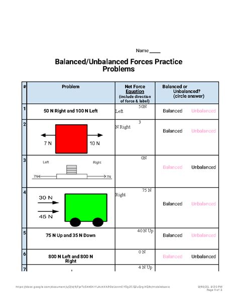 Image result for Forces Math Practice Problems