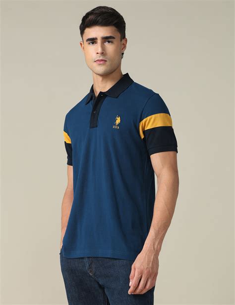 Buy Colourblocked Regular Fit Polo Shirt Blue|U.S. Polo Assn. India