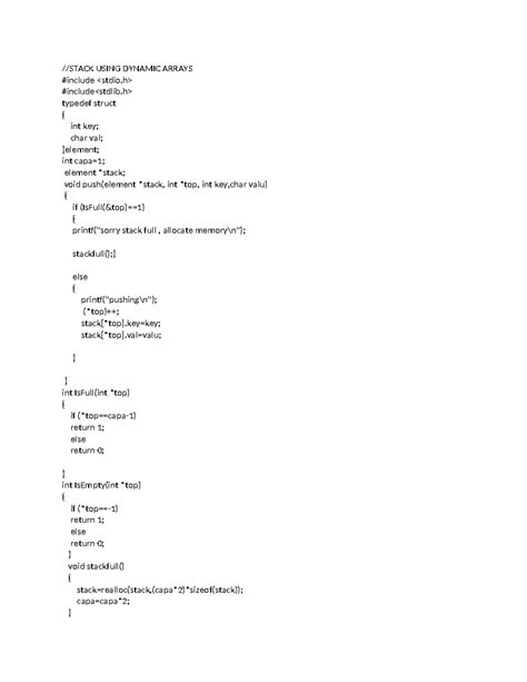 Stack Using Dynamic Arrays - //STACK USING DYNAMIC ARRAYS #include ...
