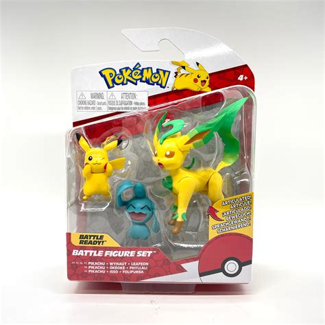 Buy Pokemon Battle Figure Set Pikachu + Wynaut + Leafeon Mini Action ...