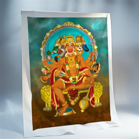 Panchmukhi Hanuman Canvas Print Roll (Unframed) –Art for Home Temple ...