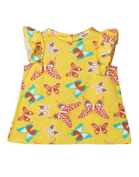 Buy Beebay Girls 100% Cotton Yellow Butterfly Print Top (Yellow,6 Years ...