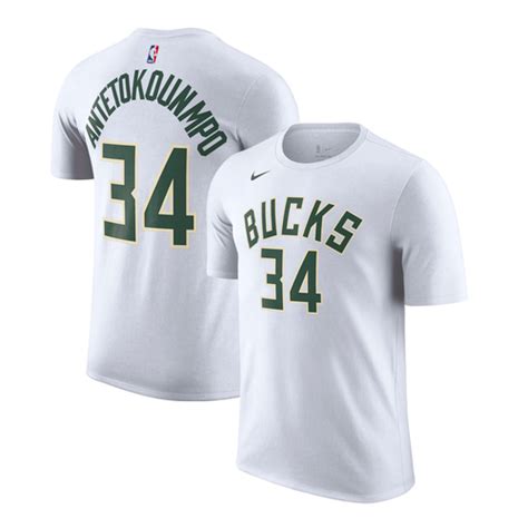 Nike - Nike Giannis Antetokounmpo Milwaukee Bucks NBA T-Shirt 'White' - NBA