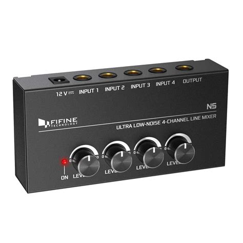 FIFINE N5 Ultra Low-Noise 4-Channel Line Mixer for Sub-Mixing,4 Stereo ...
