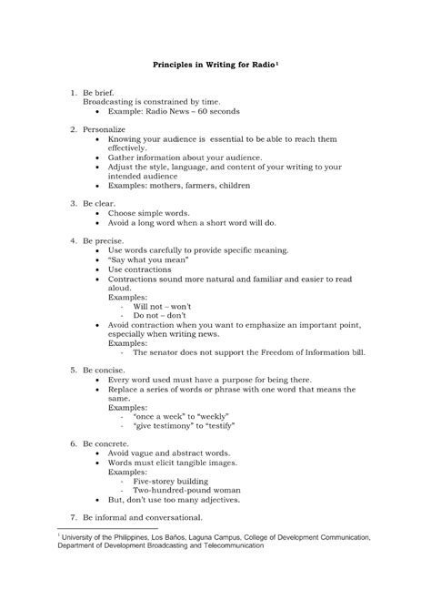 Principles of radio script - Business Communication - Studocu