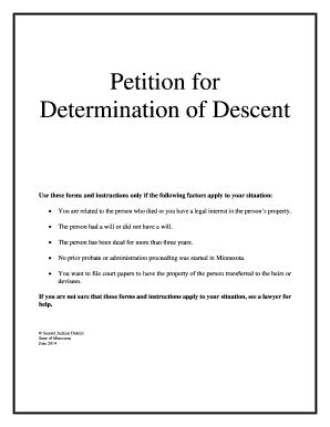 Fillable Online mncourts Petition for Determination of Descent ...