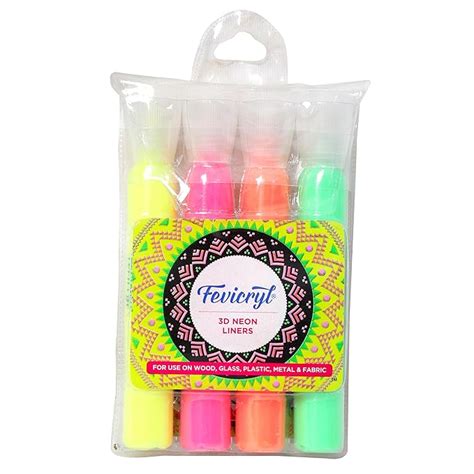 Fevicryl 3D Neon Liners 4 Colours Kit, 130gm Bottle : Amazon.in: Home ...