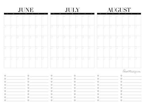 Free Printable 3 Month Calendar