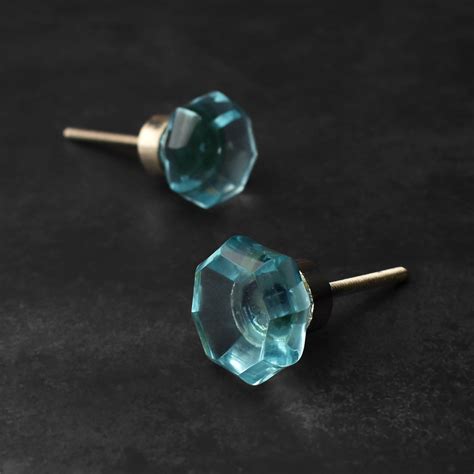 Ahmose Aqua Hexagon Glass Cabinet Door Knob – Spruce and Pop