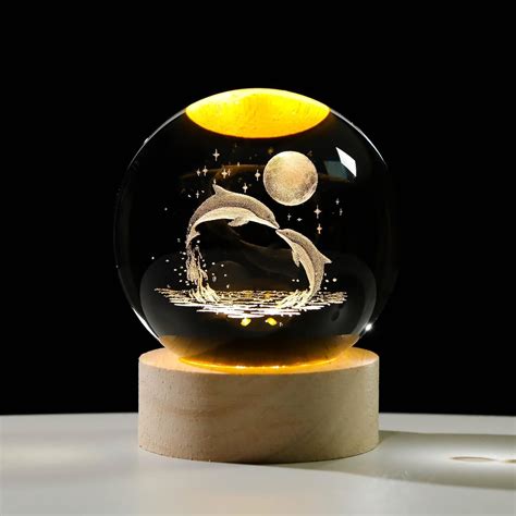 Buy 3D Galaxy Crystal Ball Night Light, Deer LED Solar System 60mm ...